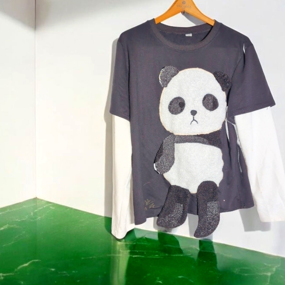 Fuzzy Panda Graphic Long Sleeve Shirt XL Autographed